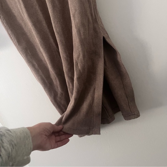 Rag & Bone Laila Long Sleeve Midi Sweater Dress Taupe Side Slit Zip Size Small - Picture 6 of 14